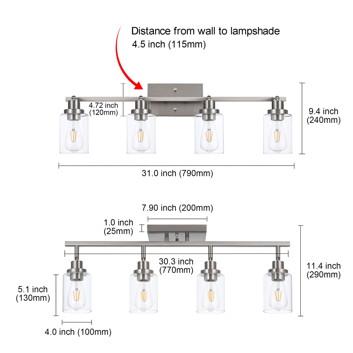 Melucee Adrian Flush Mount Ceiling Light Rotatable Track Lighting Kit