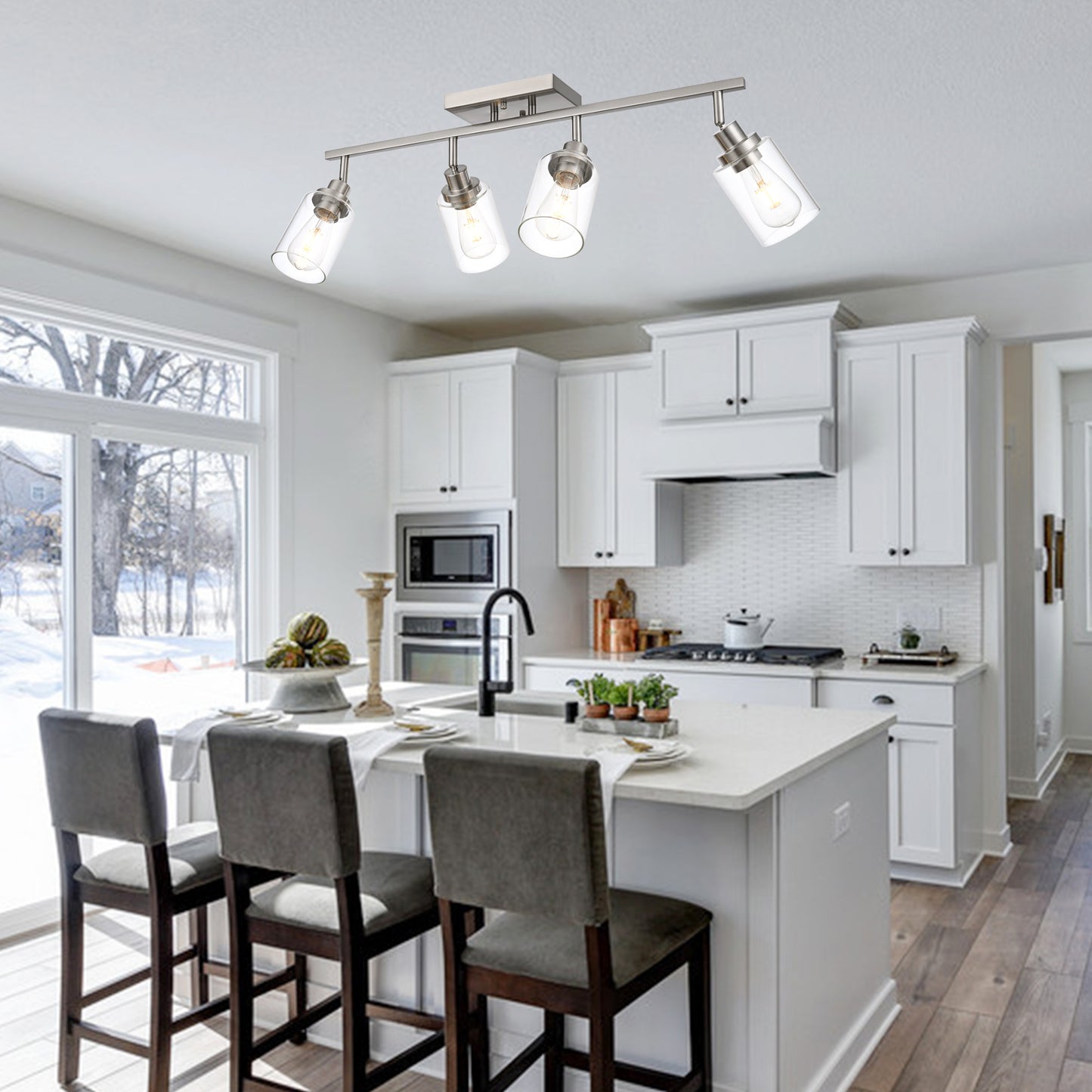 Melucee Adrian Flush Mount Ceiling Light Rotatable Track Lighting Kit