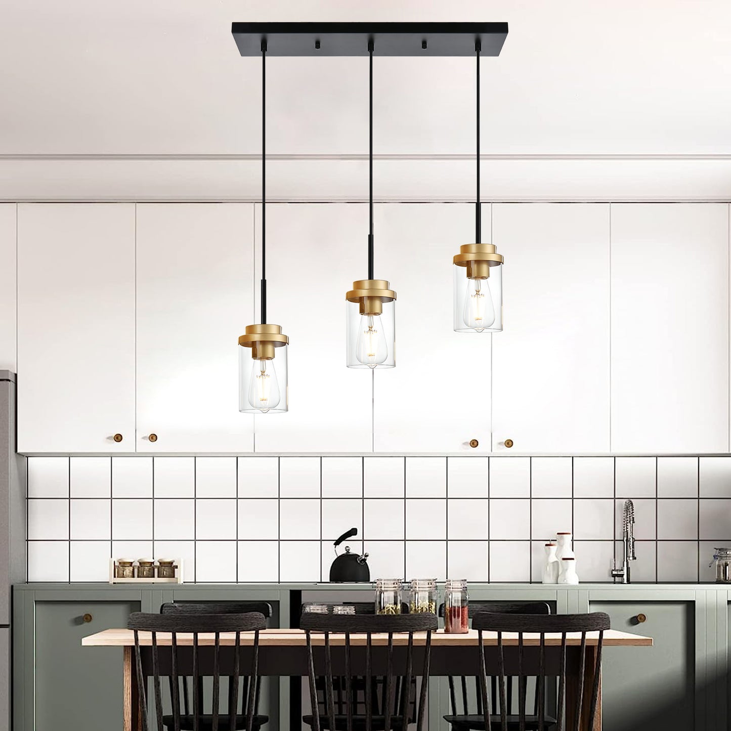 Melucee Collin Linear Kitchen Island Lighting Modern Pendant Light