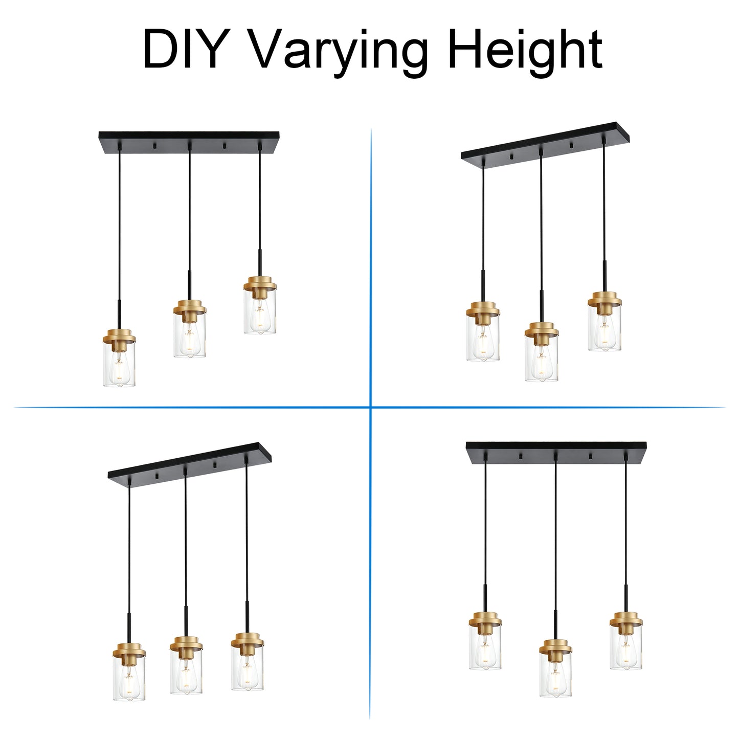 Melucee Collin Linear Kitchen Island Lighting Modern Pendant Light