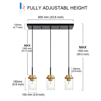Melucee Collin Linear Kitchen Island Lighting Modern Pendant Light