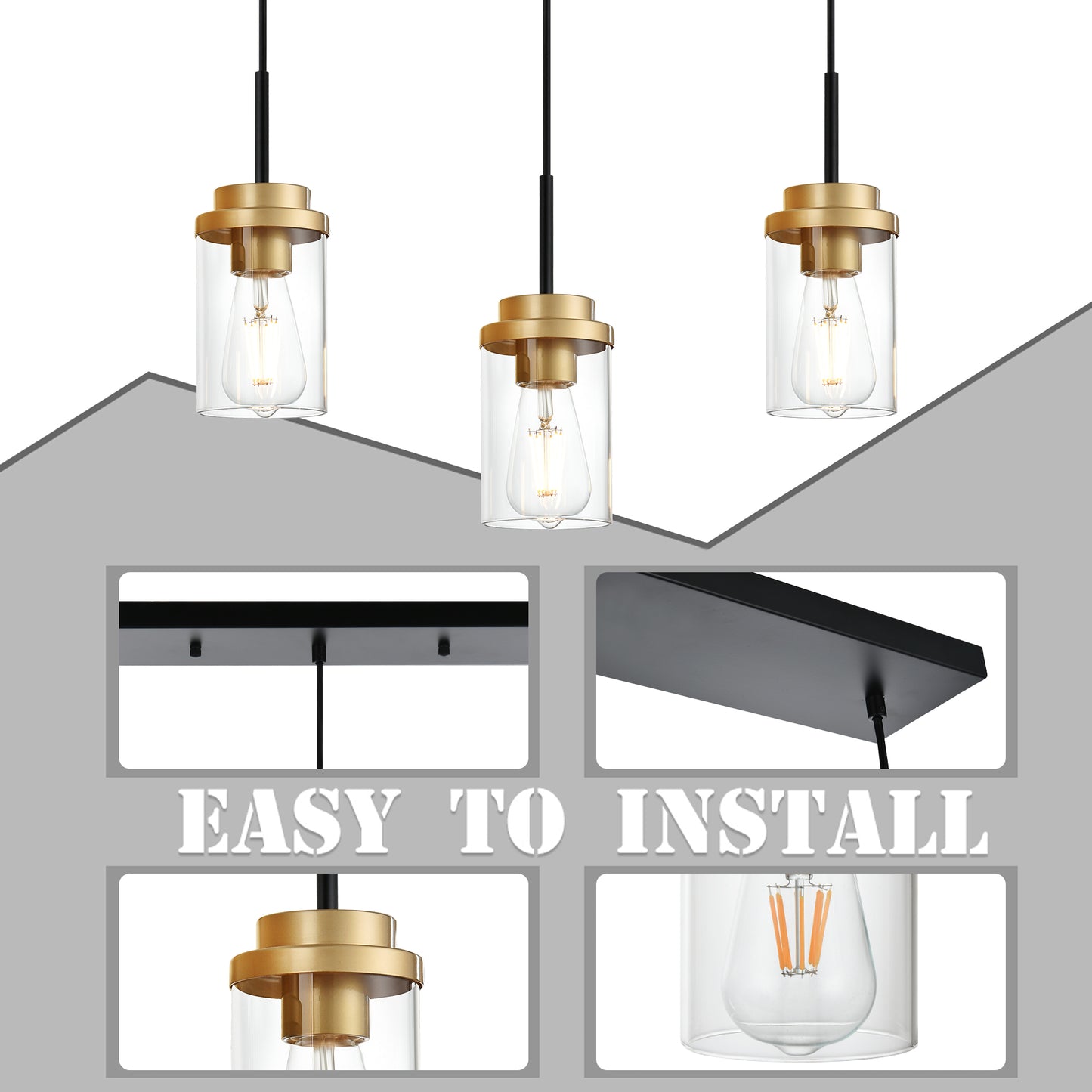 Melucee Collin Linear Kitchen Island Lighting Modern Pendant Light
