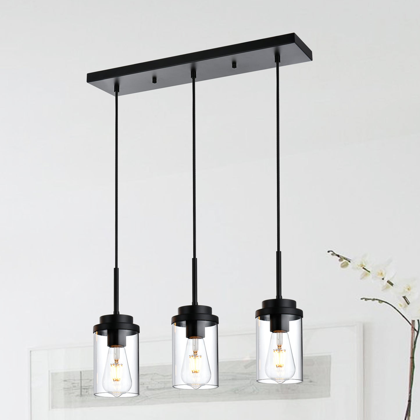 Melucee Collin Linear Kitchen Island Lighting Modern Pendant Light