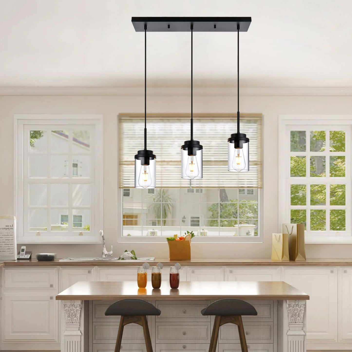 Melucee Collin Linear Kitchen Island Lighting Modern Pendant Light