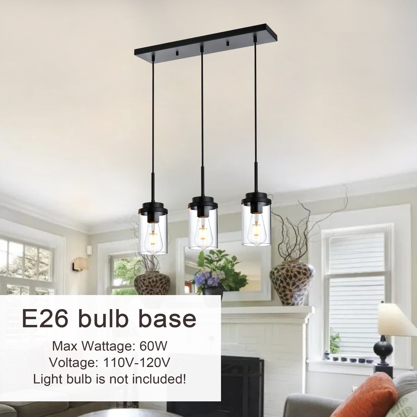 Melucee Collin Linear Kitchen Island Lighting Modern Pendant Light
