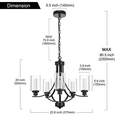 Melucee Reid Pendant Light with Clear Glass Shade, Built-in LED Chips, 5CCT Adjustable
