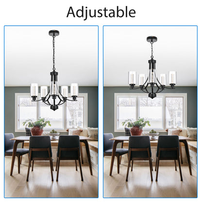 Melucee Reid Pendant Light with Clear Glass Shade, Built-in LED Chips, 5CCT Adjustable