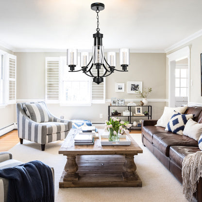 Melucee Reid Pendant Light with Clear Glass Shade, Built-in LED Chips, 5CCT Adjustable