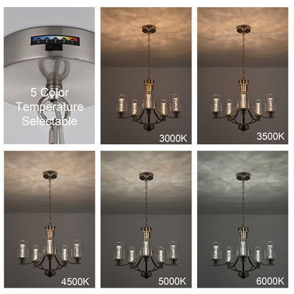 Melucee Reid Pendant Light with Clear Glass Shade, Built-in LED Chips, 5CCT Adjustable