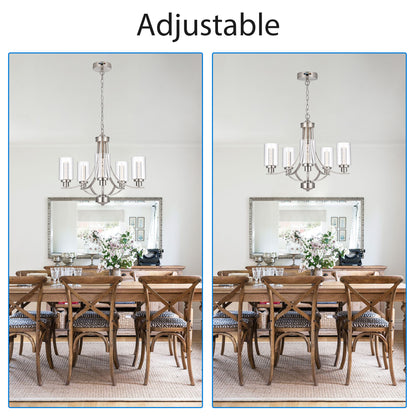 Melucee Reid Pendant Light with Clear Glass Shade, Built-in LED Chips, 5CCT Adjustable