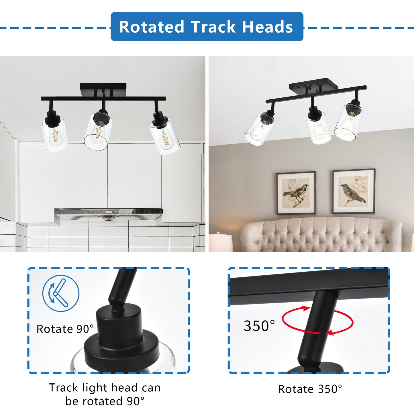 Melucee Adrian Flush Mount Ceiling Light Rotatable Track Lighting Kit