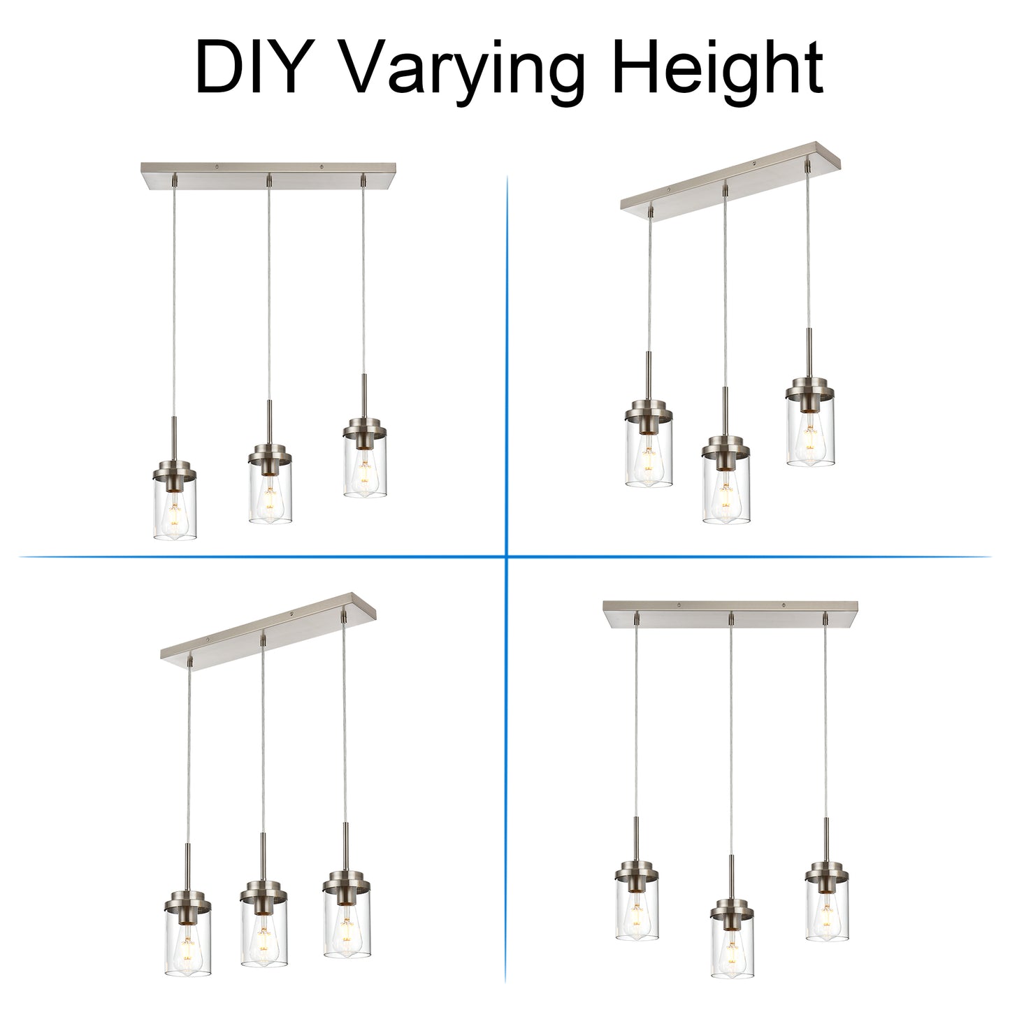 Melucee Collin Linear Kitchen Island Lighting Modern Pendant Light