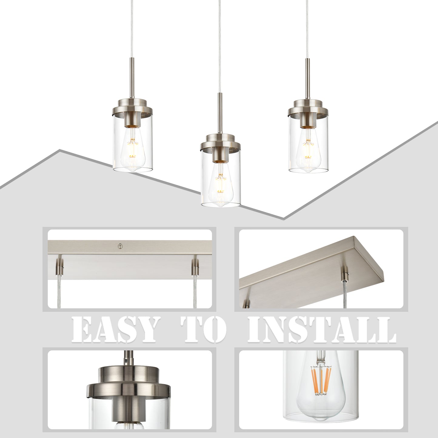 Melucee Collin Linear Kitchen Island Lighting Modern Pendant Light