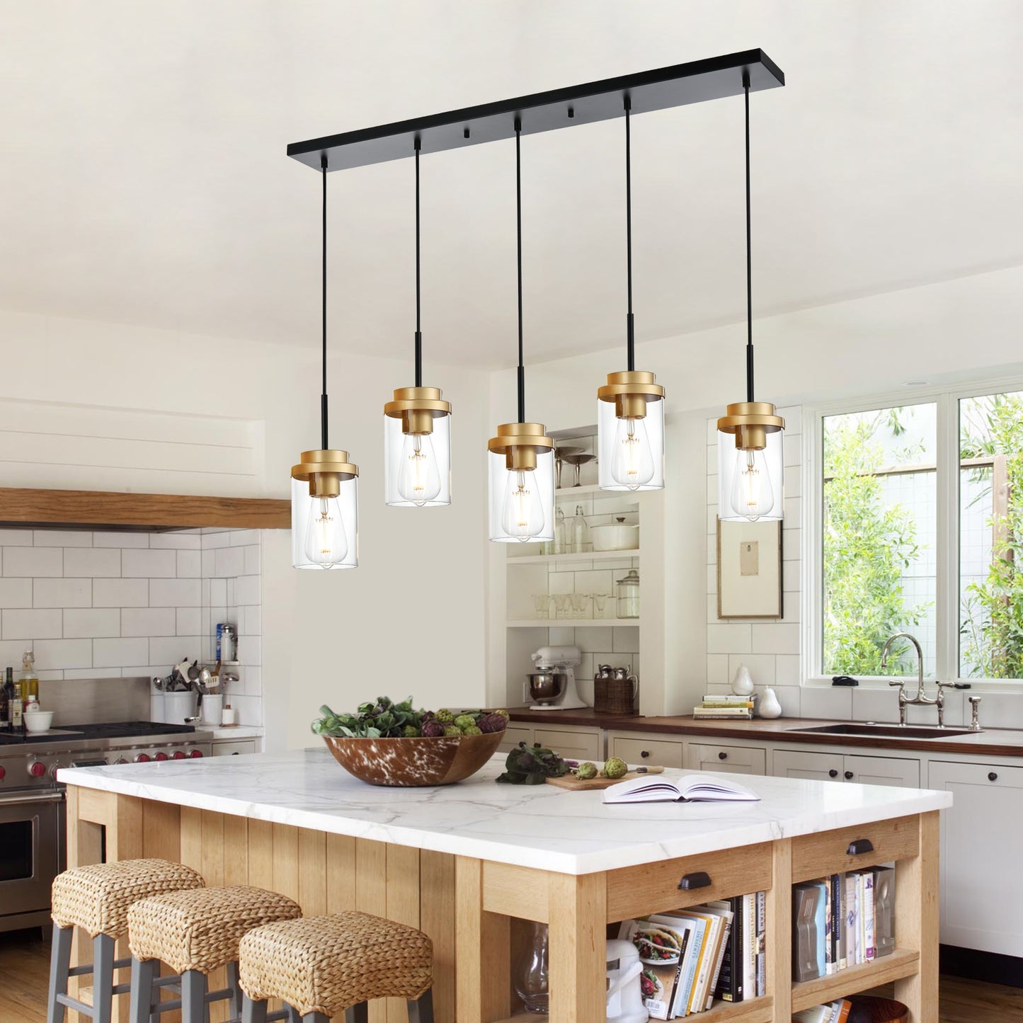 Melucee Collin Linear Kitchen Island Lighting Modern Pendant Light