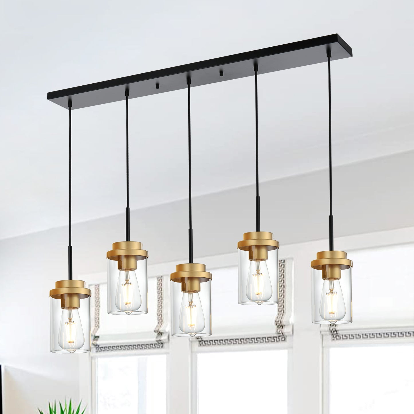 Melucee Collin Linear Kitchen Island Lighting Modern Pendant Light