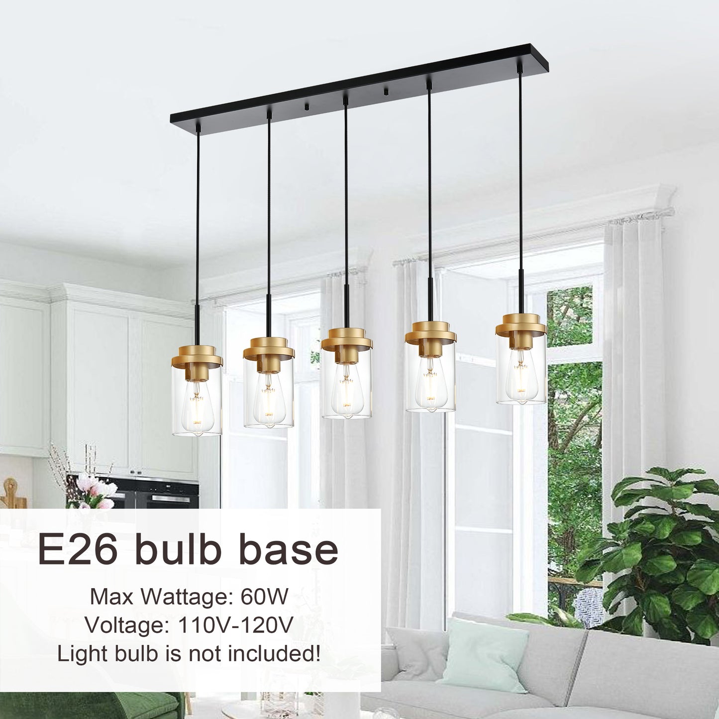 Melucee Collin Linear Kitchen Island Lighting Modern Pendant Light