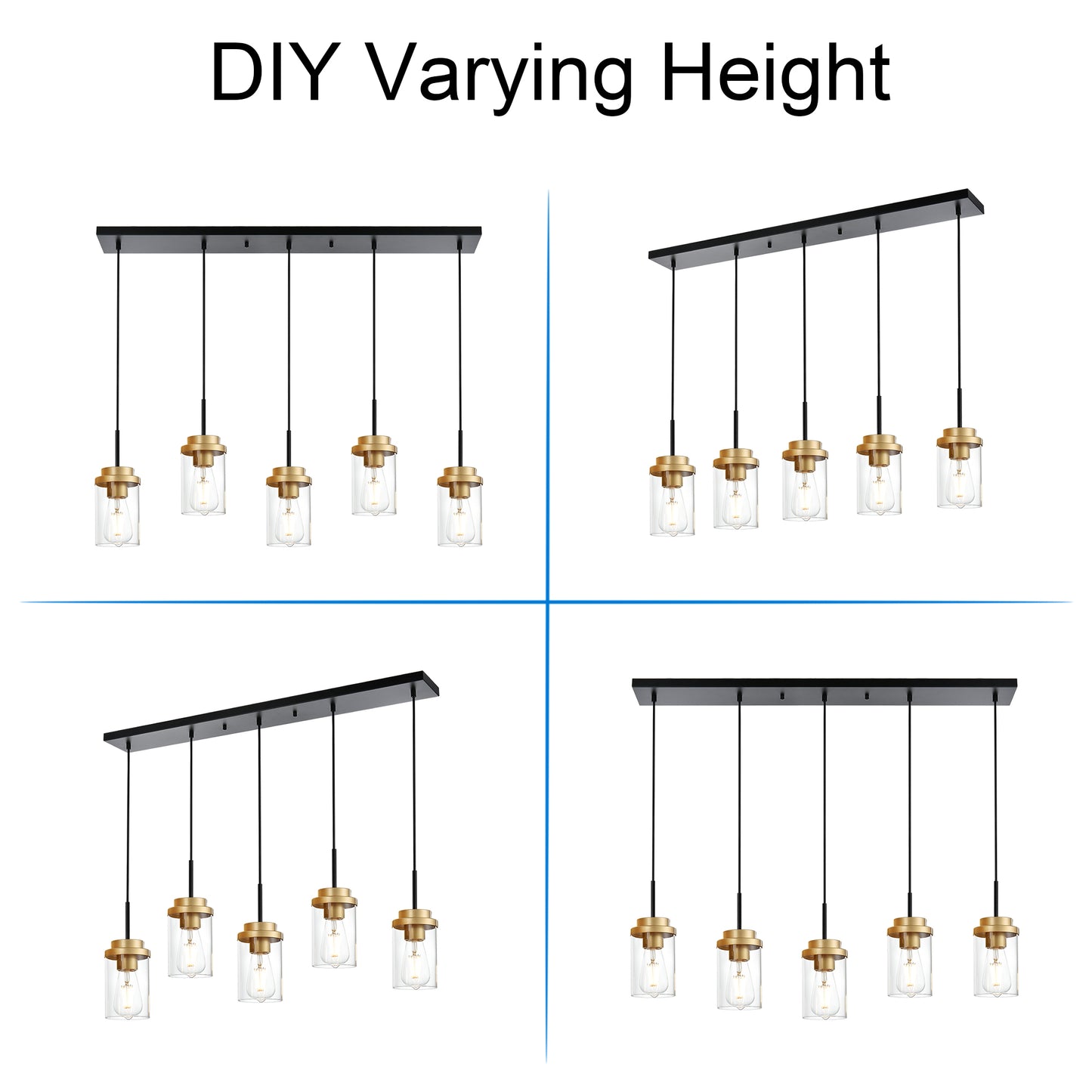 Melucee Collin Linear Kitchen Island Lighting Modern Pendant Light