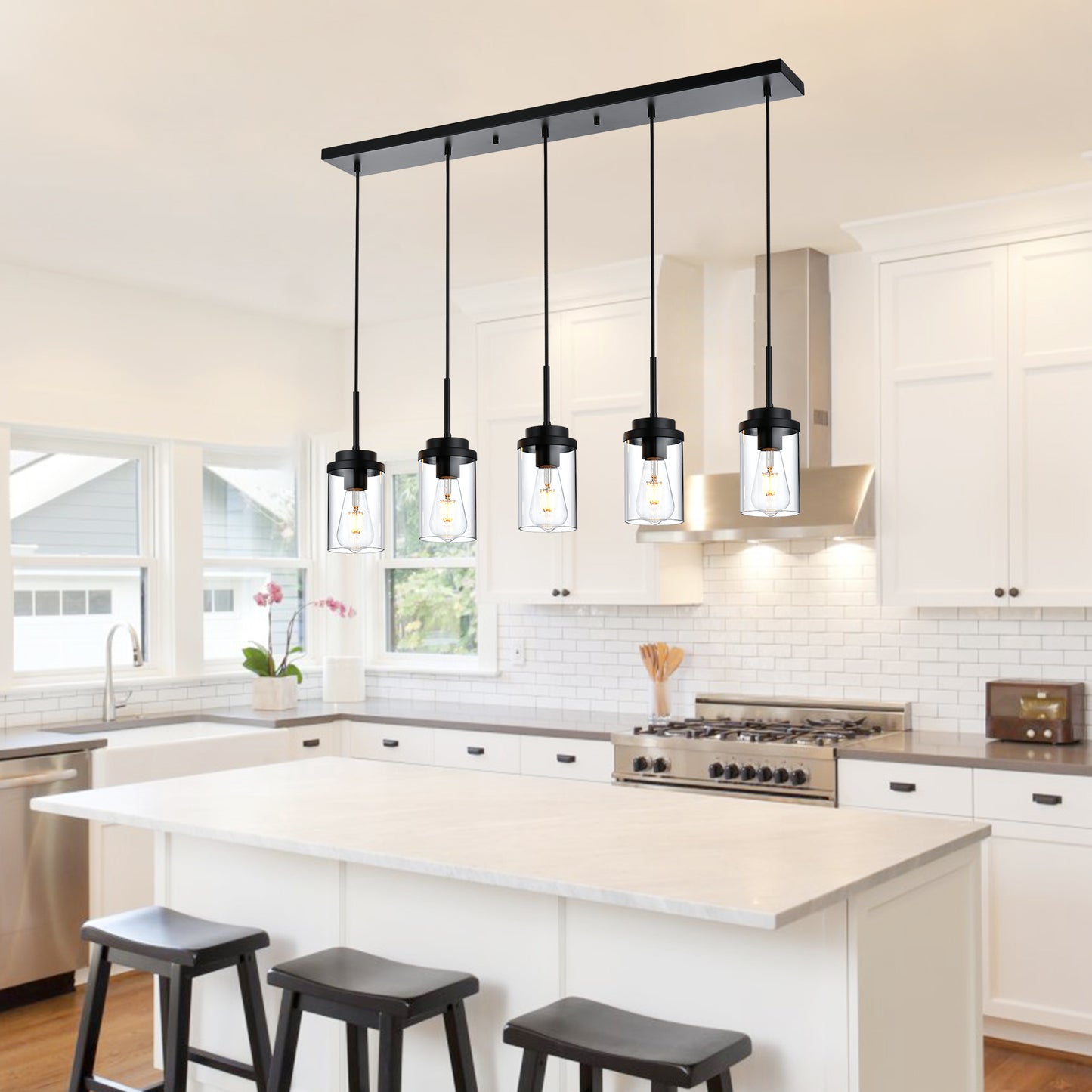 Melucee Collin Linear Kitchen Island Lighting Modern Pendant Light