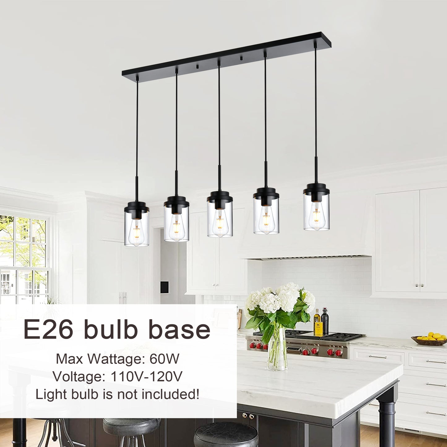 Melucee Collin Linear Kitchen Island Lighting Modern Pendant Light