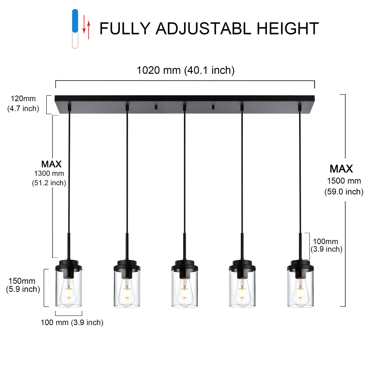 Melucee Collin Linear Kitchen Island Lighting Modern Pendant Light