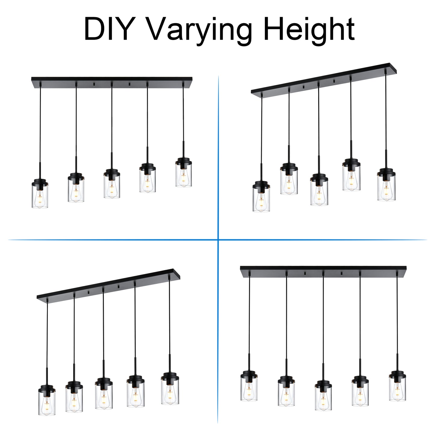 Melucee Collin Linear Kitchen Island Lighting Modern Pendant Light