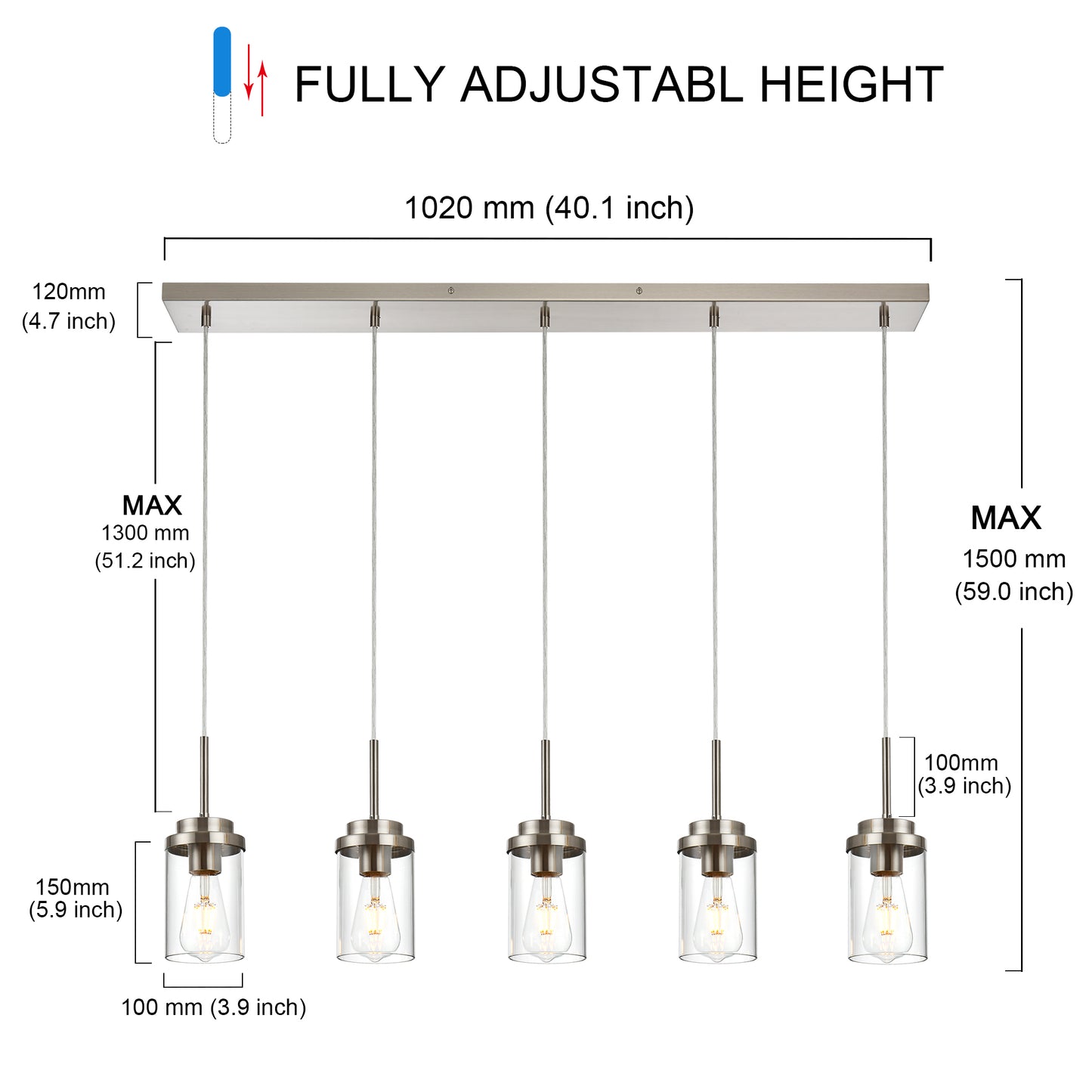 Melucee Collin Linear Kitchen Island Lighting Modern Pendant Light