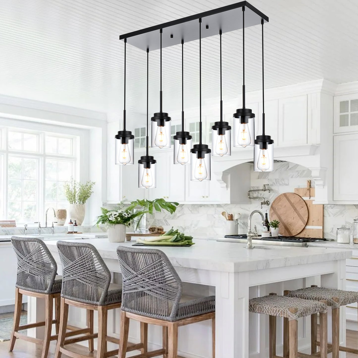 Melucee Collin Linear Kitchen Island Lighting Modern Pendant Light