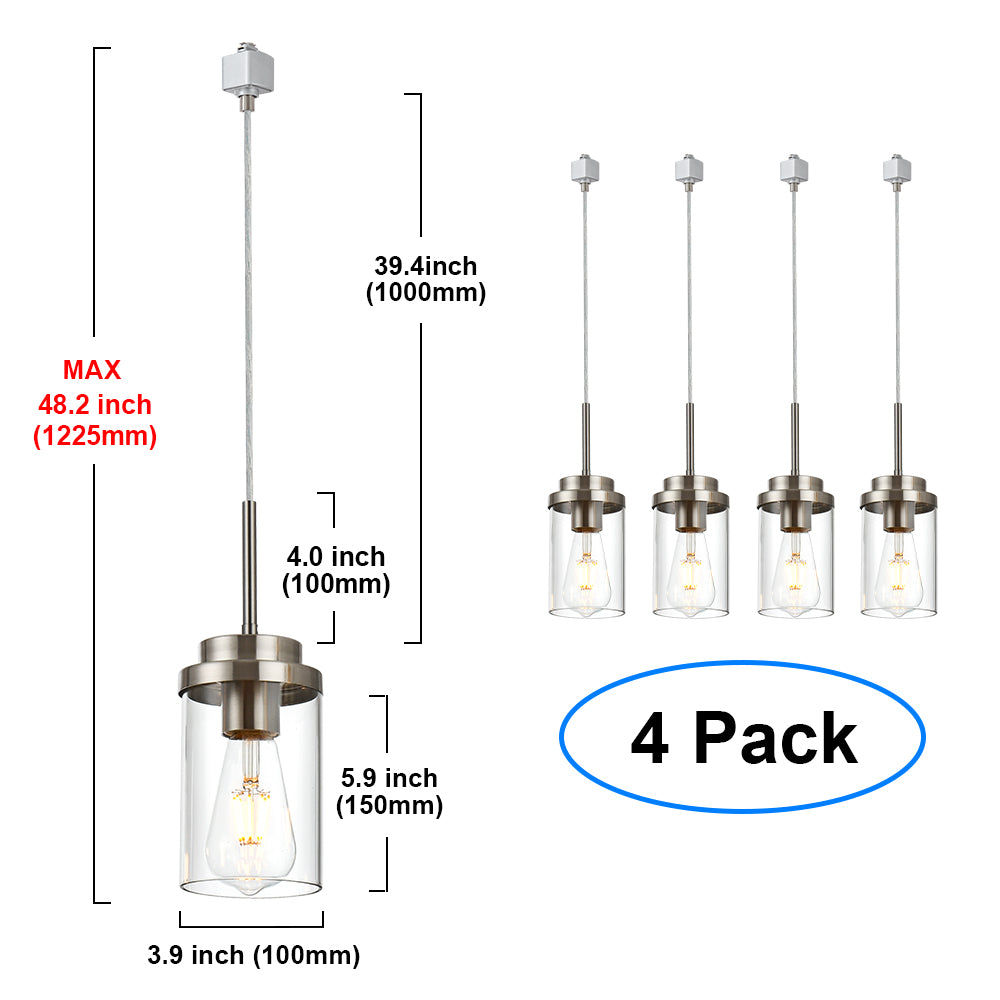 Melucee Edgar H-type Track Pendant Lights 4packs