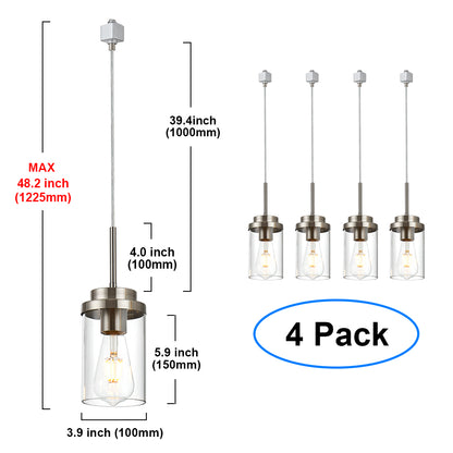 Melucee Edgar H-type Track Pendant Lights 4packs