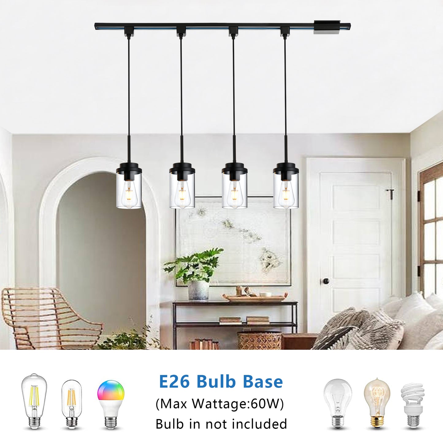 Melucee Edgar H-type Track Pendant Lights 4packs