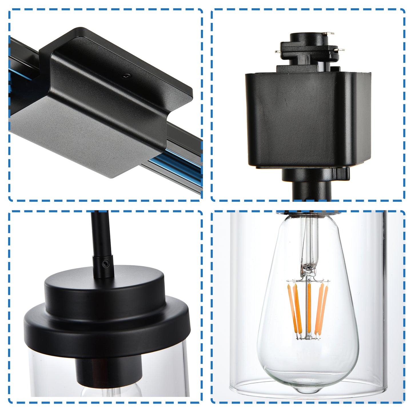 Melucee Edgar H-type Track Pendant Lights 4packs