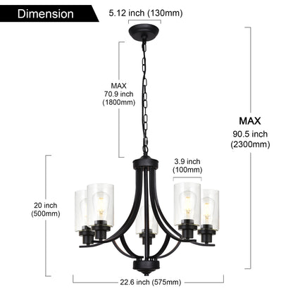 Melucee Marcus Classic Chandelier with Clear Glass Shade