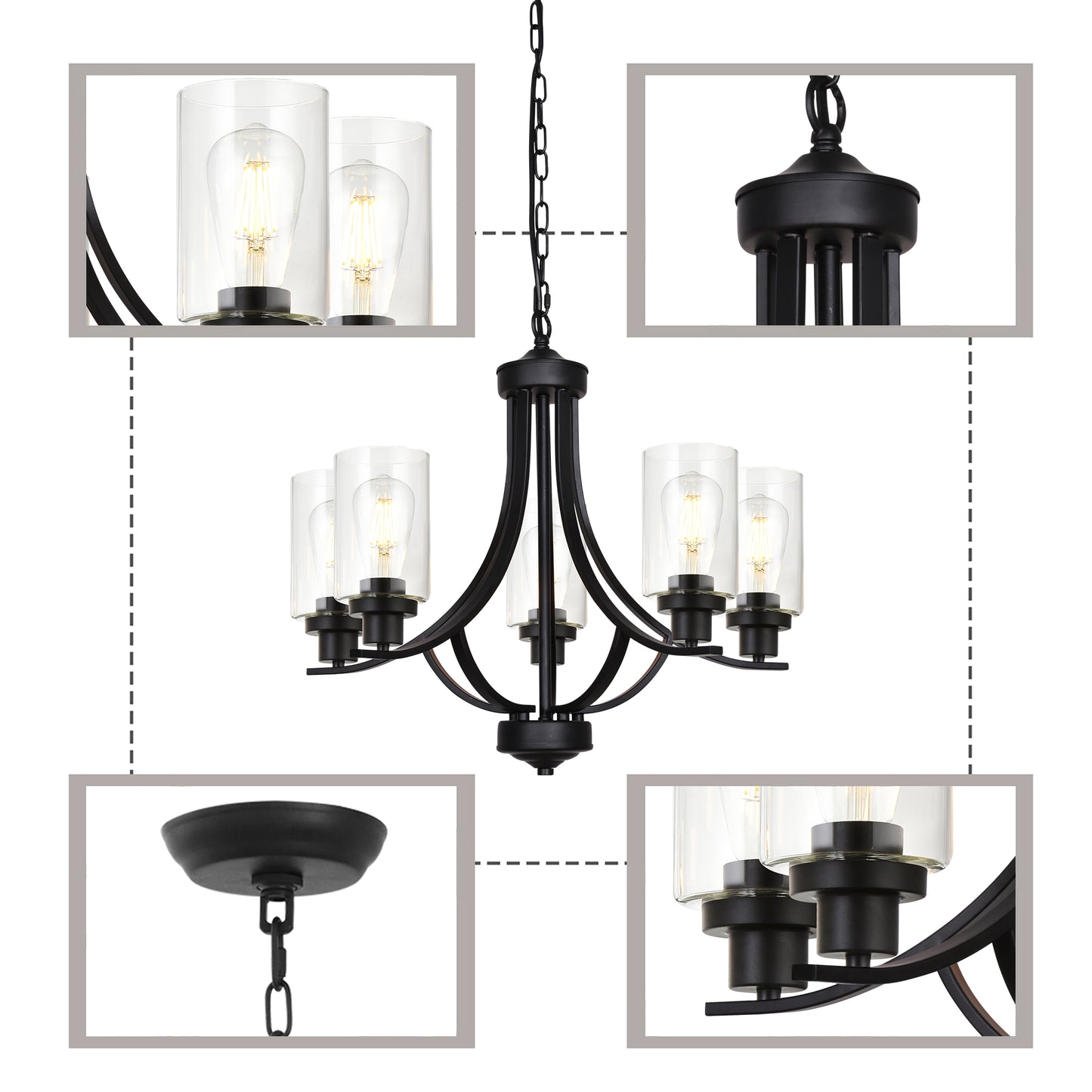 Melucee Marcus Classic Chandelier with Clear Glass Shade