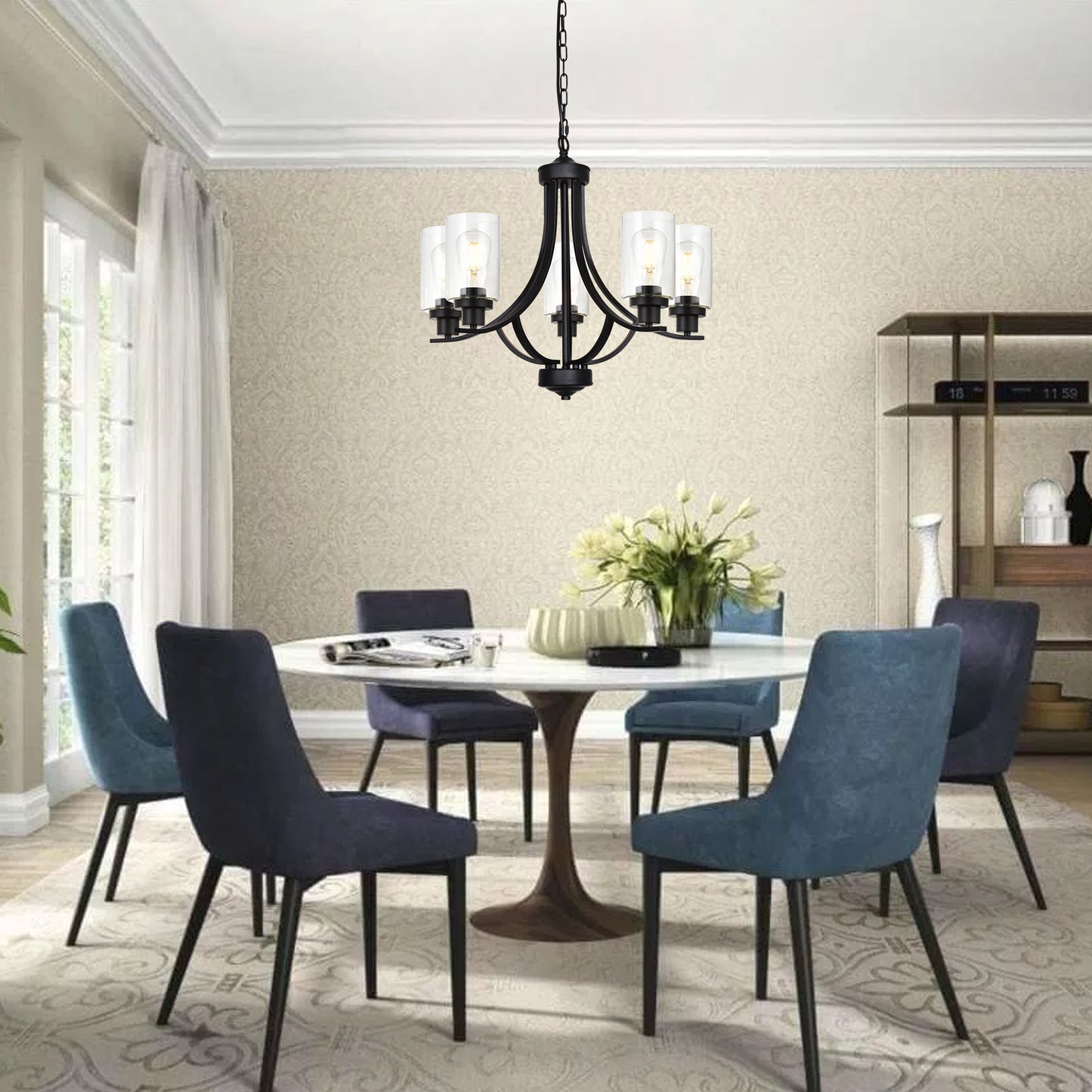 Melucee Marcus Classic Chandelier with Clear Glass Shade