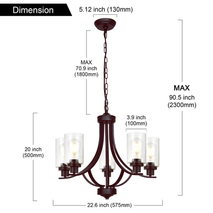Melucee Marcus Classic Chandelier with Clear Glass Shade
