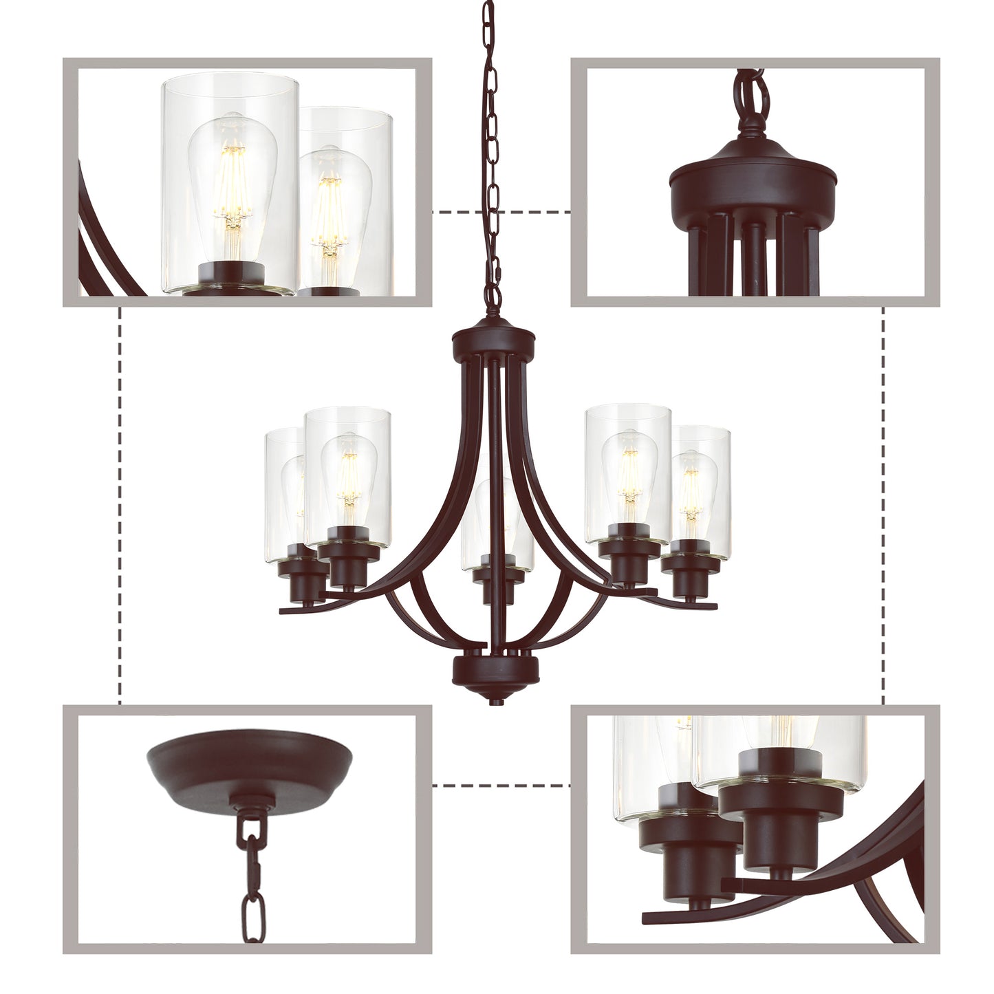 Melucee Marcus Classic Chandelier with Clear Glass Shade