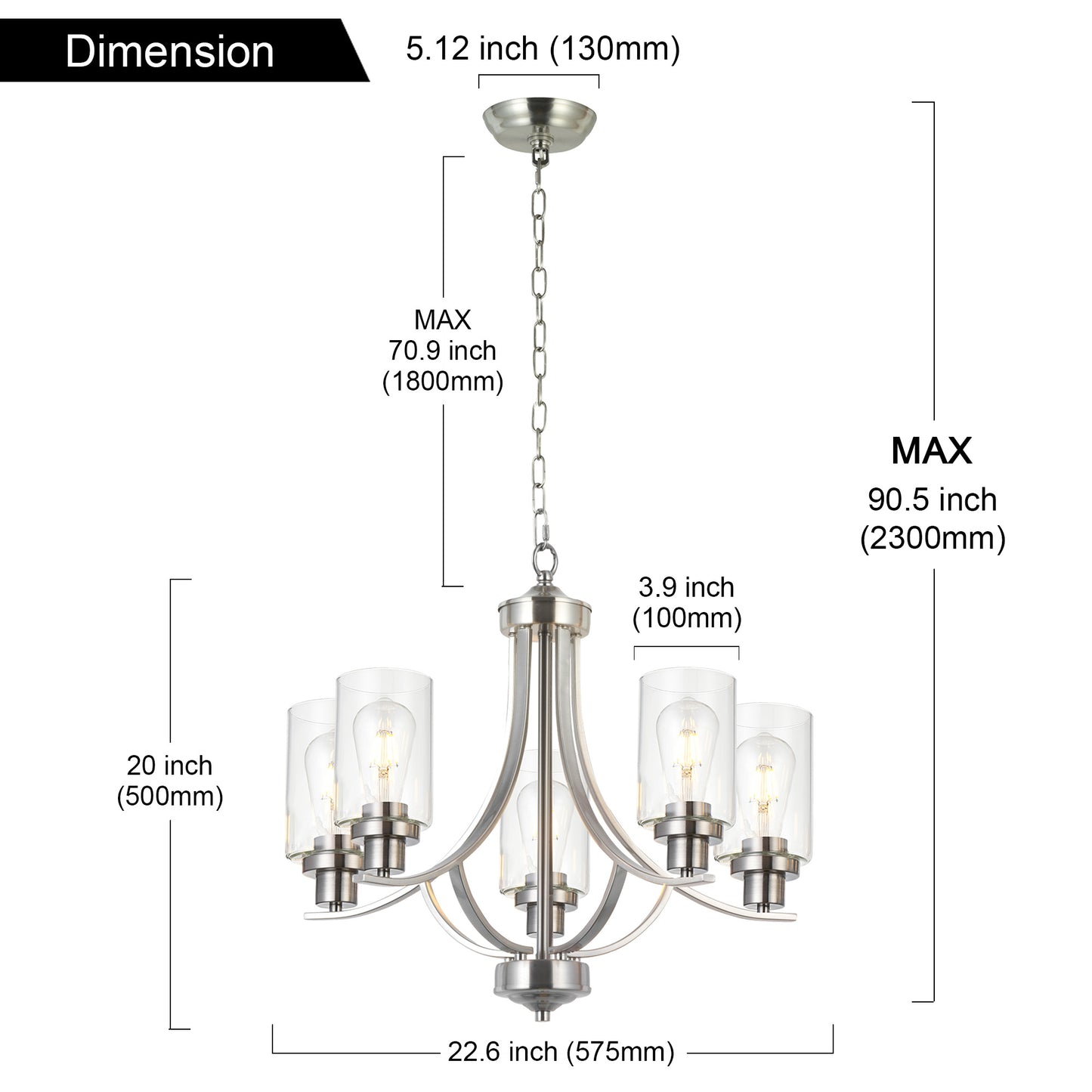 Melucee Marcus Classic Chandelier with Clear Glass Shade