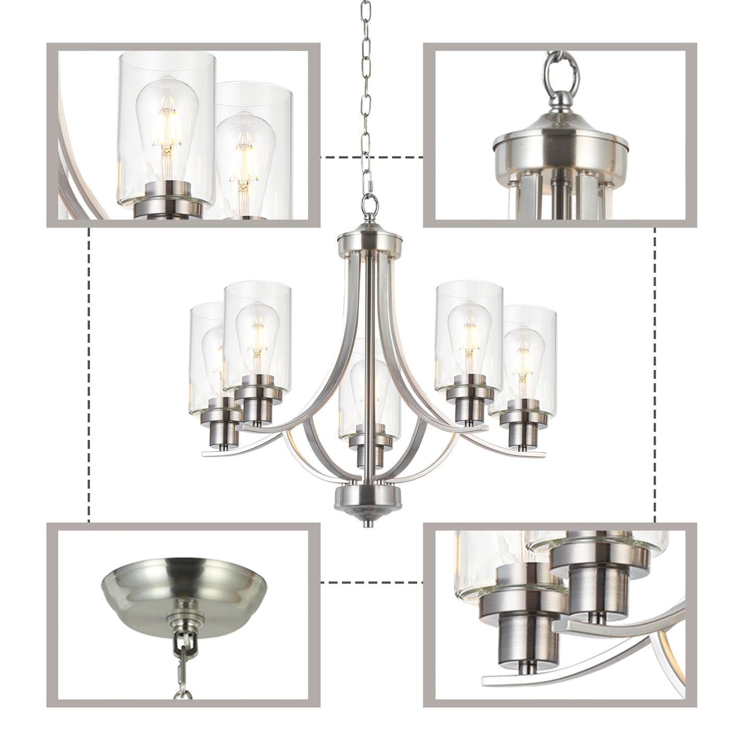Melucee Marcus Classic Chandelier with Clear Glass Shade