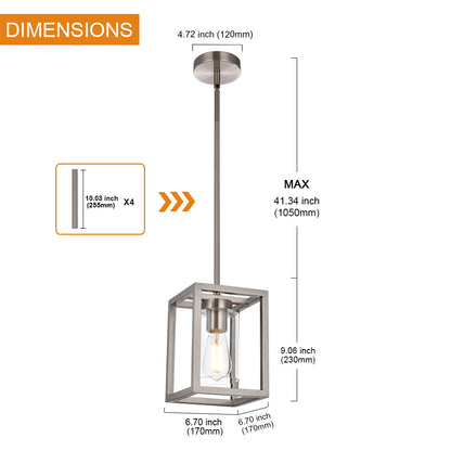 Contemporary Pendant Lighting,Single 1 Light Brushed Nickel Cage Hanging Light with Clear Glass Shade for Kitchen Island Entryway Dining Room Hallway Porch