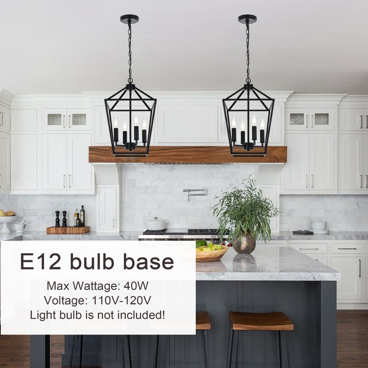 Melucee Joel Farmhouse Chandeliers, Island Lights for Kitchen E12