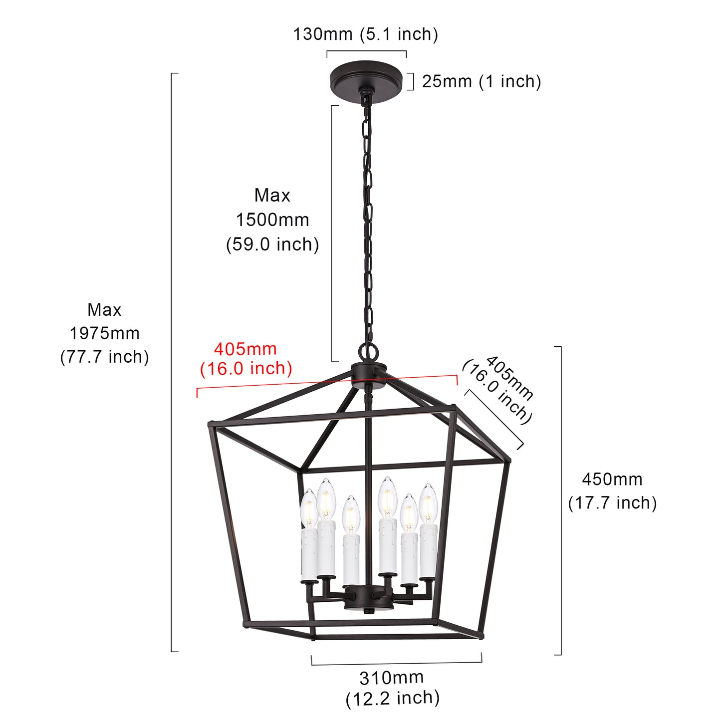 Melucee Joel Farmhouse Chandeliers, Island Lights for Kitchen E12