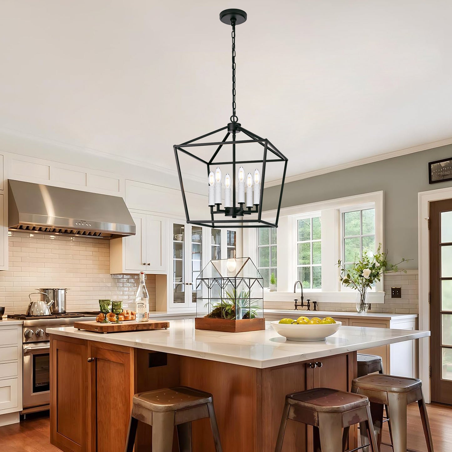 Melucee Joel Farmhouse Chandeliers, Island Lights for Kitchen E12