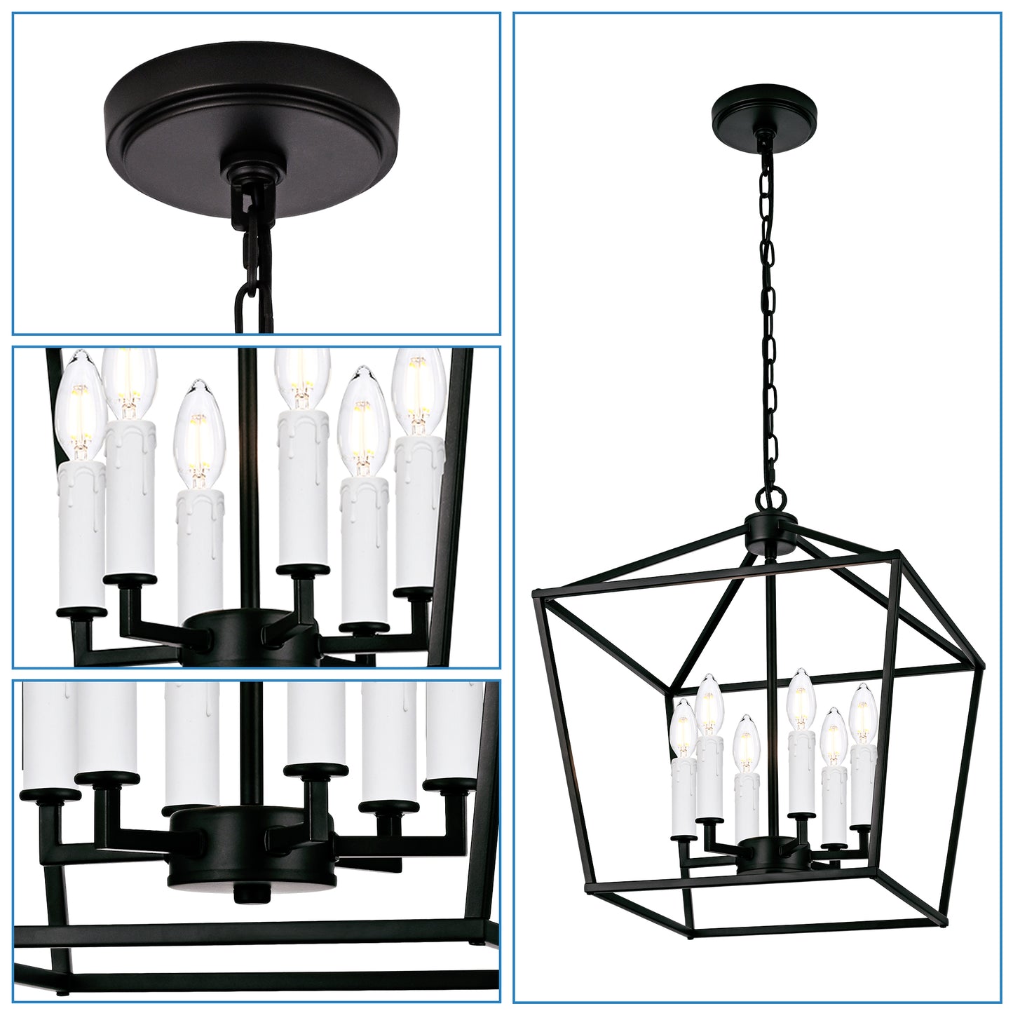 Melucee Joel Farmhouse Chandeliers, Island Lights for Kitchen E12