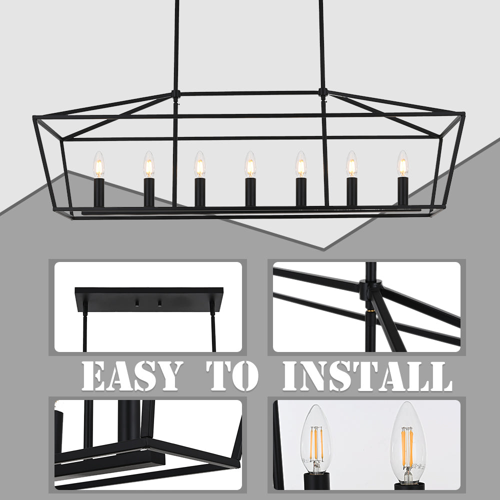 Melucee Hugo Farmhouse Chandeliers, Dining Room Light Fixtures E12 Base