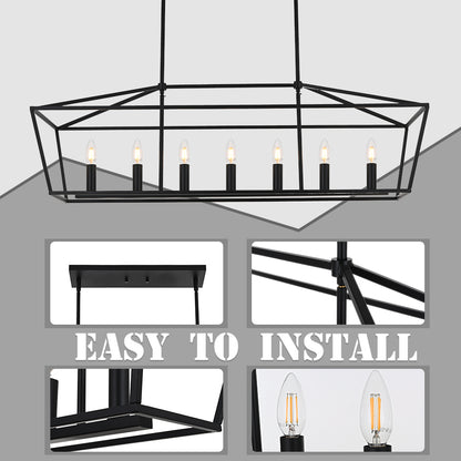 Melucee Hugo Farmhouse Chandeliers, Dining Room Light Fixtures E12 Base