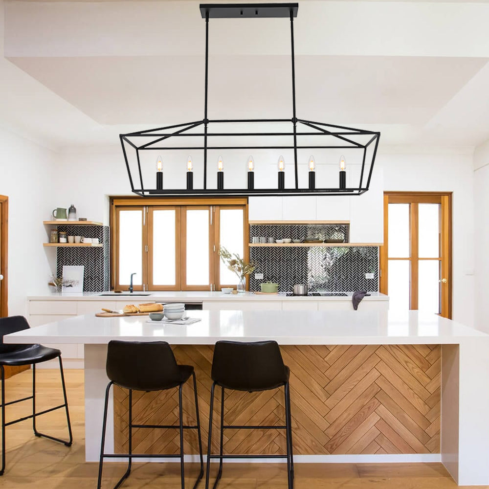 Melucee Hugo Farmhouse Chandeliers, Dining Room Light Fixtures E12 Base