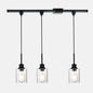 Flexible 3-Pack Track Lighting Ceiling Dimmable Black Metal Pendant Lights with Clear Glass Shades Adjustable Vintage Industrial Fixture for Kitchen, Living Room & Dining(tails included)