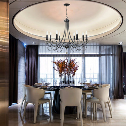 Crystal Chandeliers 8 Lights Black Chandelier Mid Century Ceiling Lighting Dining Room Light Fixtures Elegant Pendant Lighting for Dining Room