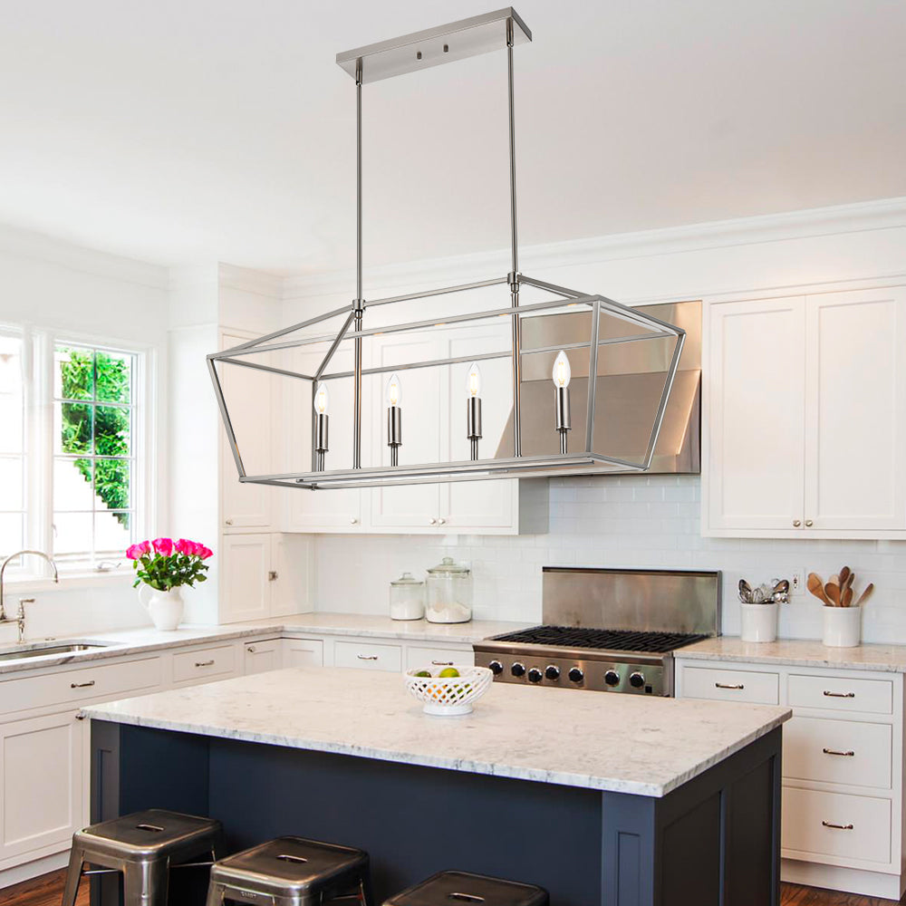 Rustic Chandelier for Dining Room, 32-Inches Width Pendant Lighting for Kitchen Island
