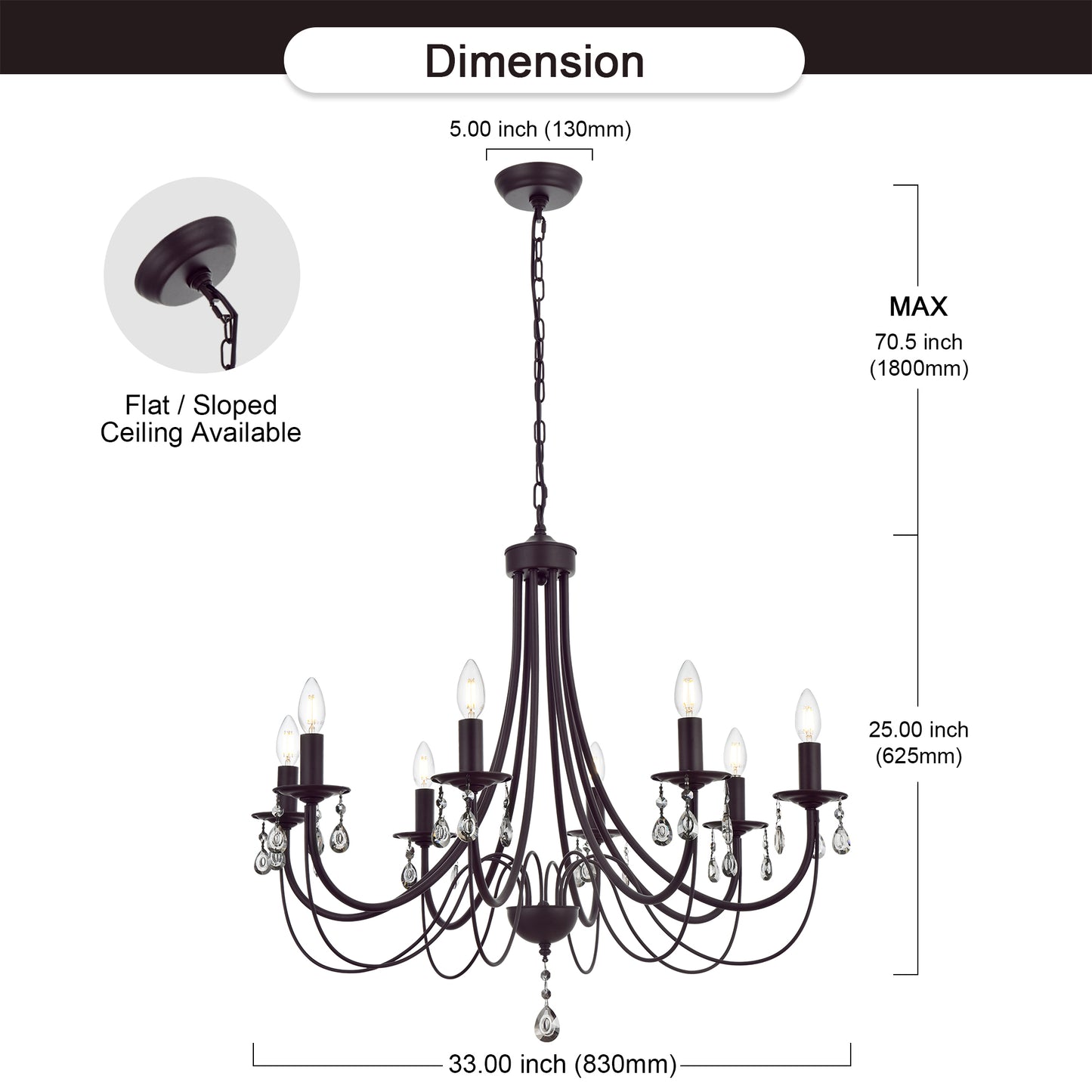 Farmhouse Chandeliers 8 Lights Oil Rubbed Bronze Pendant Lighting Dining Room Light Fixtures Modern Crystal Ceiling Light Fixtures